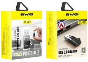 AWEI CL-13 černá / Adaptér / USB-C - USB-A / USB 3.0 / 5 Gb/s (CL-13)