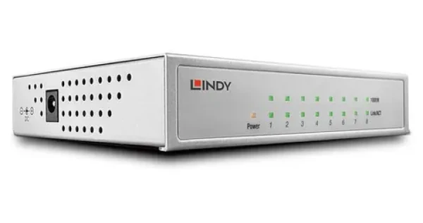 Lindy Gigabit Switch 8-port černá / Switch / Managed / PoE / Kovové tělo (25045)