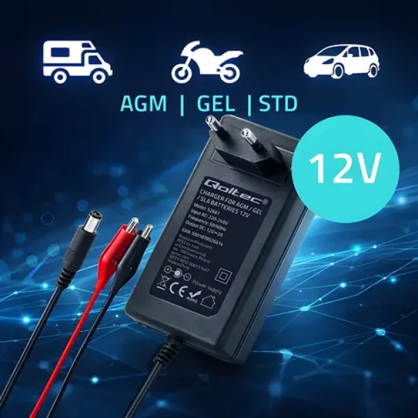 Nabíječka AGM/GEL STD 24V / Nabíječka baterie / 19,2 W / konektor 5,5x2,1 mm / kabel 1,8 m (52662)
