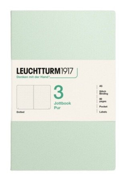 Zápisník Jottbook pur A5, 80l, tečkovaný, Mint Green, 3ks