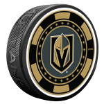 Mustang Puk Vegas Golden Knights NHL Black Poker Chip Textured Puck