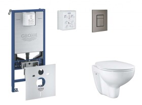 GROHE - Rapid SLX Set předstěnové instalace, klozetu, sedátka SoftClose a tlačítka Skate Cosmopolitan, kartáčovaný Hard Graphite SANI11BB5102