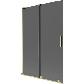 MEXEN/S - Velar L dvoukřídlá posuvná vanová zástěna 120 x 150, grafit, zlatá kartáčovaná 896-120-003-41-55