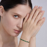 Náramek se zelenými zirkony Eugenia - tennis náramek, Zlatá 16 cm + 5 cm (prodloužení)