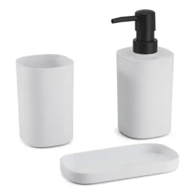 MSV LONA sada 3 ks koupelnových doplňků bílá / plast (3700703951209)