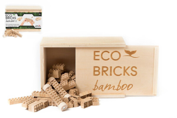 Stavebnice dřevěná 90ks ECO Bricks v dřevěné krabičce 22x9,5x15cm