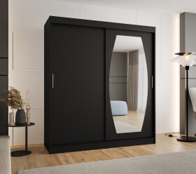 Šatní skříň Abi Rossa Rozměry: 180 cm, Barva korpusu + barva dveří: Černá + Černá