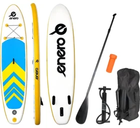 ENERO Paddleboard žluto-modro-bílá / Nafukovací SUP sada s pádlem / 320 x 76 x 15 cm / Nosnost 130 kg (1019970)