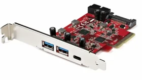 StarTech PCIe karta 5x USB 10Gbps červená / Řadič USB / PCIe / USB 3.2 Gen 2 / 2x USB-A + 1x USB-C (PEXUSB312A1C1H)