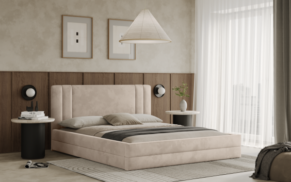 FRONTI Postel ALCAMO 120x200 béžová s úložným prostorem