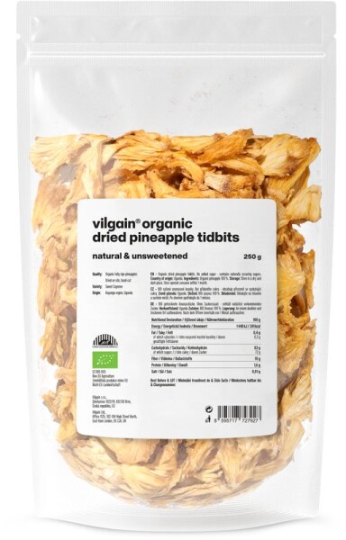 Vilgain Ananas sušený BIO – Kousky 250 g