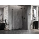 MEXEN/S - Lunar L sprchový kout pětiboký křídlový pravá 90 x 80, transparent, grafit metal 831L-090P-080L-95-00-P