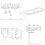 GEBERIT - Acanto Dvojumyvadlo 1200x482 mm, 2 otvory pro baterie, s přepadem, bílá 500.627.01.2