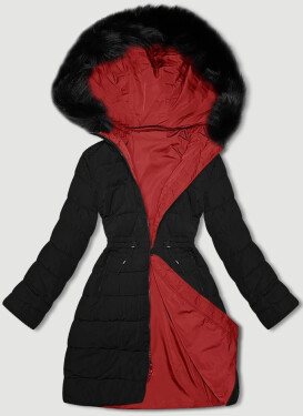 Červeno-černá oboustranná dámská bunda pro přechodné období J Style (16M9159-275) odstíny červené XL (42)