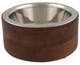 Dog Fantasy Miska nerez v dřevě rovná 840 ml / Miska pro psy / nerez, dřevo (454-855336)