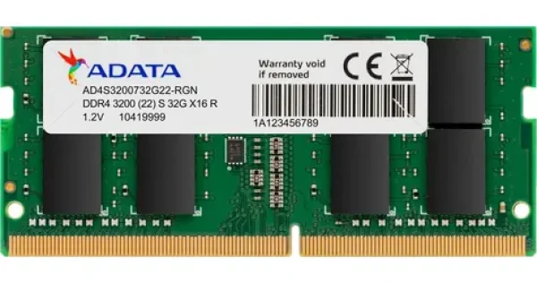 ADATA 8GB (1x8GB) 3200MHz / SO-DIMM DDR4 / Non-ECC / Unbuffered / CL22 / 1.2 V (AD4S32008G22-SGN)
