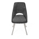 Židle jídelní, šedá látka, kovové nohy, broušená nerez.