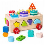 Mamido Dřevěný Montessori třídicí vozík na kolečkách