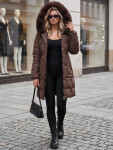 Dámská zimní prošívaná bunda s kapucí, hnědá, FashionStreet TY5825 M