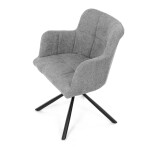 Židle jídelní, šedá látka, černý kov, otočný vratný mechanismus 90°/90° (L/P) - funkce reset