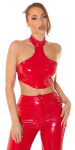 Sexy top Koucla Latexlook Neck Crop Top red S