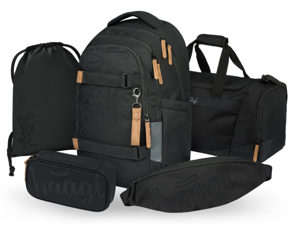 Školní batohový 5-dílný set BAAGL SKATE MAX - Darkness (batoh, penál, sáček, sportovní taška, ledvinka)