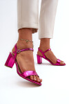 Metalické sandály na podpatku Fuksja Glindra 38