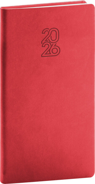 Týdenní diář 2026 NOTIQUE kapesní - Aprint červený, 9 x 15,5 cm