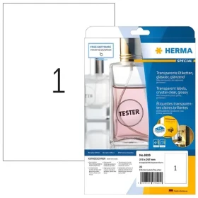 Herma etikety A4 transparentní / lesklá fólie / laser / voděodolné / 25 ks (8020)