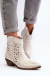 Kožené botky na nízkém podpatku se vzorem 2870 Zazoo stříbrné 40