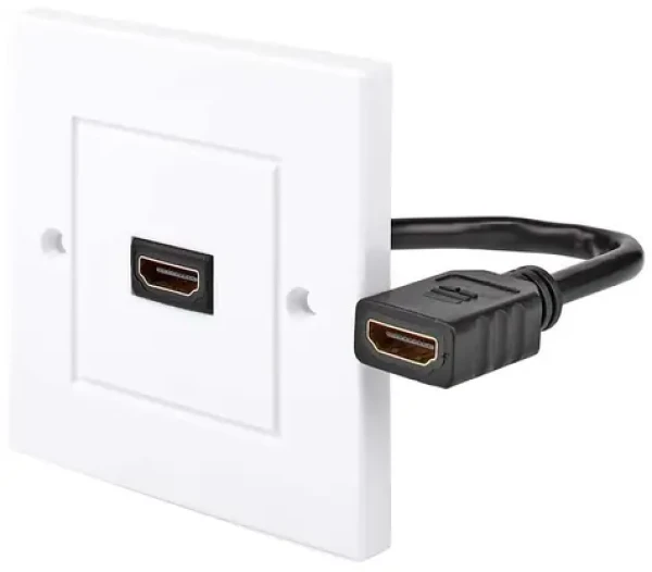 Nedis nástěnná HDMI zásuvka / Instalační box / 4K 60Hz / 18 Gbps / pozlacené kontakty / černo-bílá (CVGB34950WT)