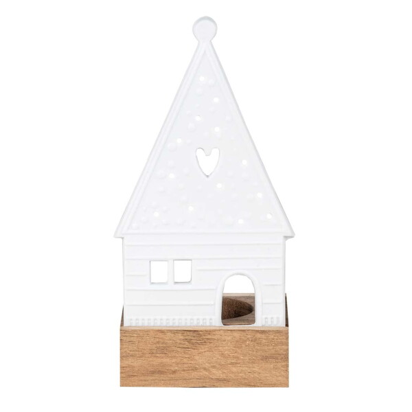 Räder Svícen Gingerbread House Heart, bílá barva, přírodní barva, dřevo, porcelán
