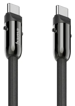 Hama USB-C 2v1 černá / Kabel a řemínek na telefon / USB-C - USB-C / 1,2 m / rychlé nabíjení