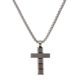 Pánský ocelový náhrdelník Alexander, kříž, chirurgická ocel, Stříbrná 60 cm
