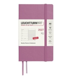 Týdenní plánovač & Zápisník Dusty Rose, Pocket A6 2027, Softcover, anglicky
