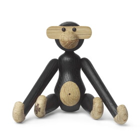 Kay Bojesen Denmark Dřevěná opička Monkey Mini Dark Oak 9,5 cm, černá barva, přírodní barva, dřevo