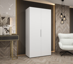 Šatní skříň Abi Marbella 1 Rozměry: 100 cm, Pásky / úchyty: Stříbrné, Barva korpusu + barva dveří: Bílá + Bílá