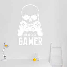 Samolepka Hardcore Gamer Barva: bílá, Velikost: 40 x 24 cm