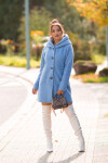 Krásný kabát Boucle Look s kapucí babyblue Einheitsgroesse