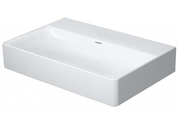 DURAVIT - DuraSquare Umyvadlo 60x40 cm, bez přepadu, bez otvoru pro baterii, DuraCeram, WonderGliss, bílá 23566000701