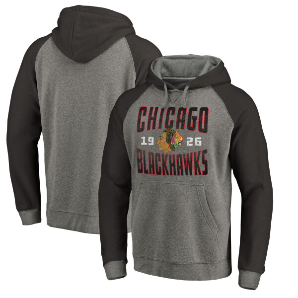 Fanatics Pánská Mikina Chicago Blackhawks Timeless Collection Antique Stack Tri-Blend Raglan Velikost: S