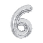 Balónek fóliový 85 cm stříbrný číslo 6 - Albi