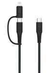 FIXED Dlouhý nabíjecí a datový opletený kabel s konektory USB-C/USB-C a Lightning adaptérem PD 3m MFi PD 60W šedý (FIXDB-CCL3-GR)
