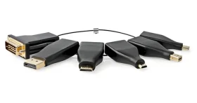Nedis adaptérový kroužek HDMI černá / Adaptér / DisplayPort, DVI-D, mini HDMI, USB-C / 4K 60Hz (CCGB34999BK)
