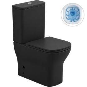 CERANO WC kombi Hugo, Rimless - bezokrajové splachování + Slim/SoftClose sedátko - spodní/zadní odpad - černá matná - 63,5x35,5 cm