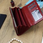Luxusní dámská velká kožená peněženka Gregorio, CAMILLA, červená