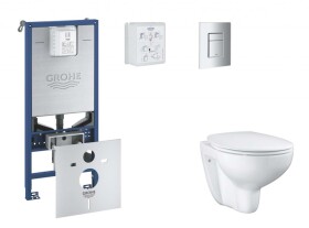 GROHE - Rapid SLX Set předstěnové instalace, klozetu, sedátka SoftClose a tlačítka Skate Cosmopolitan, matný chrom SANI11BB2102