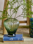 Bloomingville Skleněná váza Reeve Green, zelená barva, sklo