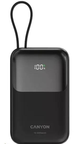CANYON CNS-CPB101BK černá / Powerbanka / 10000mAh / PD 22.5W / LCD / 1x USB-A / 1x USB-C (CNS-CPB101BK)