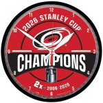 Wincraft Nástěnné hodiny Carolina Hurricanes NHL Two-Time Stanley Cup Champions